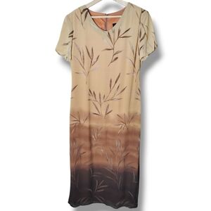 Vintage 80s Citi Dress Maxi Dress 8P Brown Rayon Minimal Feminine